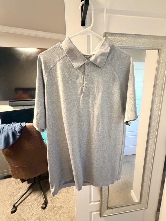 Fabletics Heather Grey Performance Polo - Picture 3 of 5